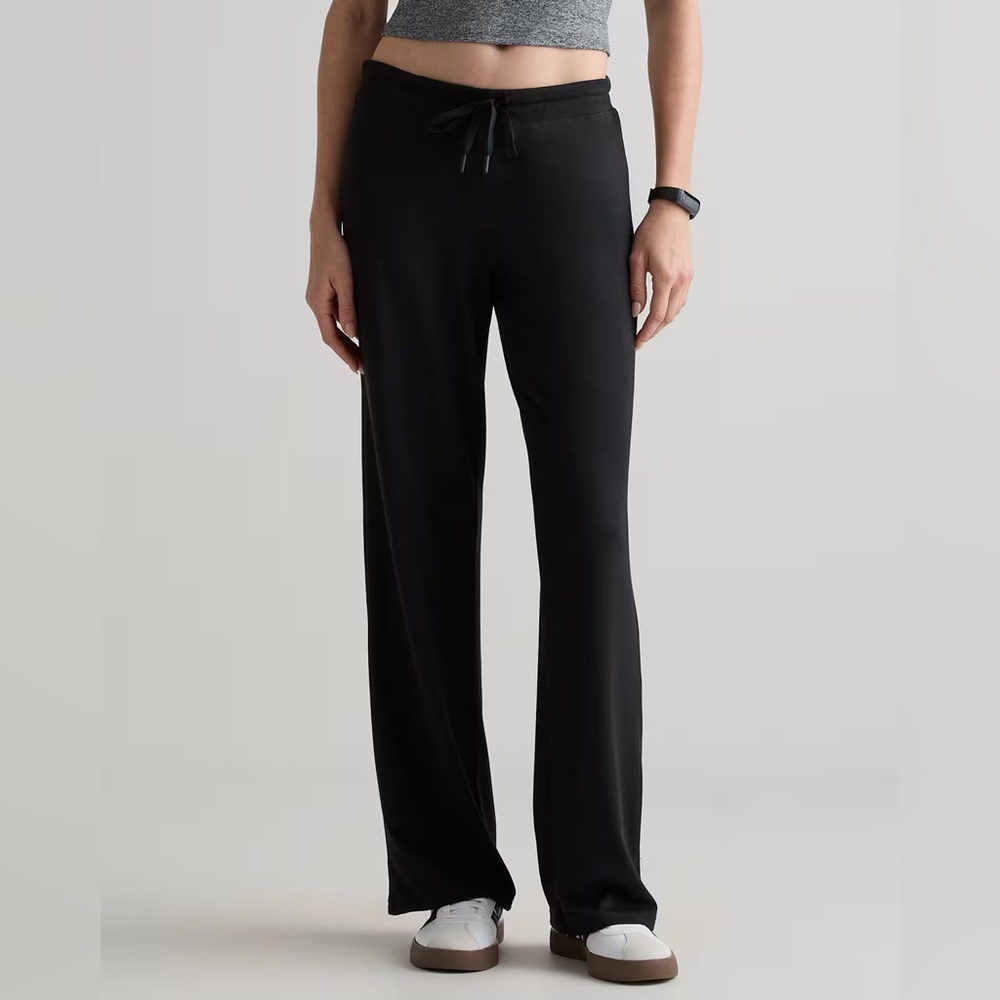 Quince Flowknit Wide Leg Pants Moisture Wicking Stretch Athleisure Black Sz XS